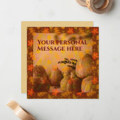 Carte plate de vœux automnale de citrouilles de st (Devant/Arrière en situation)