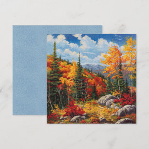 Carte plate de vœux couleurs d'automne aquarelle