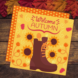 Carte plate de vœux d'automne