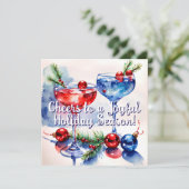 Carte plate de vœux de cocktail de fêtes (Debout devant)