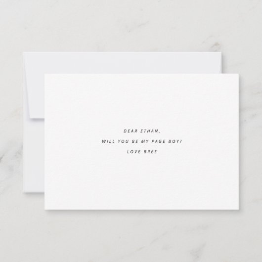 Carte plate Demande de Page Boy Proposition (Dos)