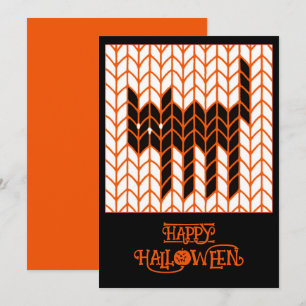 CARTE PLATE D'HALLOWEEN CHAT NOIR TRICOT 5x7 III