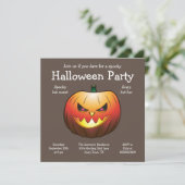Carte plate d'invitation de citrouille d'Halloween (Debout devant)