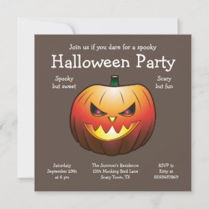Carte plate d'invitation de citrouille d'Halloween