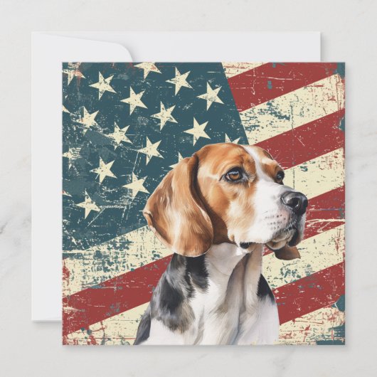 Carte plate Drapeau Américain Beagle Hound Chien (Devant)