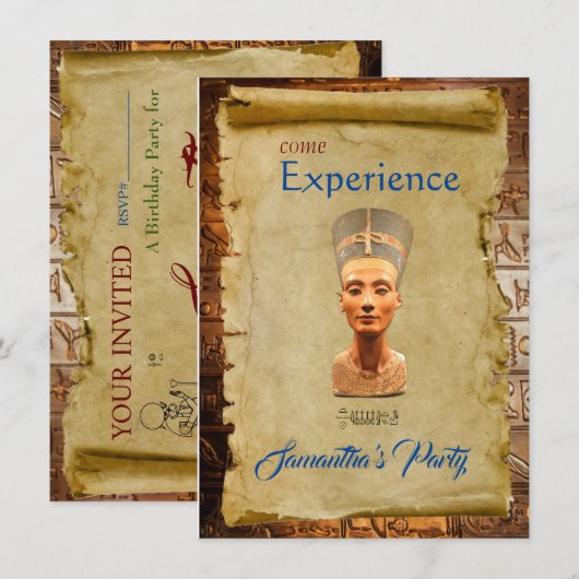 Carte plate égyptienne d'invitation à la fête à th (Devant / Derrière)