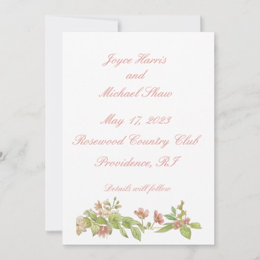 Carte plate en aquarelle rose (Dos)