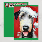 Carte plate fantaisiste de Noël Irish Wolfhound (Devant / Derrière)