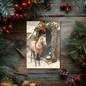 Carte plate Ferme de Noël avec écuries pour chevau