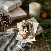 Carte plate Ferme de Noël avec écuries pour chevau