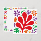 Carte plate florale abstraite – Art folklorique mo (Devant / Derrière)