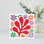 Carte plate florale abstraite – Art folklorique mo (Debout devant)
