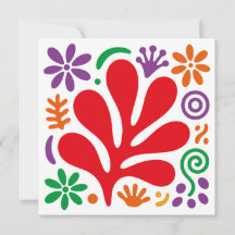 Carte plate florale abstraite – Art folklorique mo