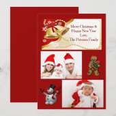 Carte plate Gold XMas cloches, perles et flocons d (Devant / Derrière)