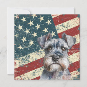 Carte plate Grunge Drapeau Américain Schnauzer Nai