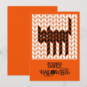CARTE PLATE HALLOWEEN CHAT NOIR TRICOT 4.5x6.25 II