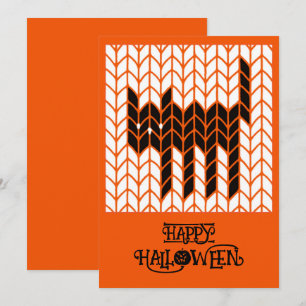 CARTE PLATE HALLOWEEN CHAT NOIR TRICOT 5x7 II
