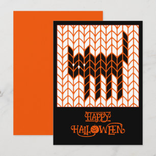 CARTE PLATE HALLOWEEN CHAT NOIR TRICOTÉ 4.5x6.25 I