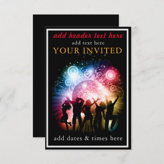 Carte plate Invitation de fête (Devant / Derrière)