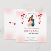 Carte plate - Invitation pour une baby shower (Devant / Derrière)