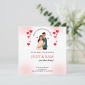 Carte plate - Invitation pour une baby shower (Debout devant)