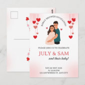 Carte plate - Invitation pour une baby shower (Devant / Derrière)