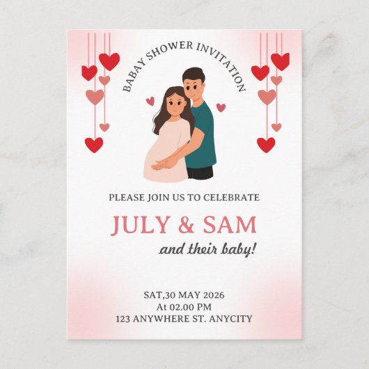 Carte plate - Invitation pour une baby shower (Devant)