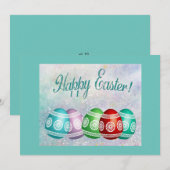 Carte plate Joyeuses Pâques Œufs colorés (Devant / Derrière)