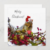 Carte plate Joyeux Noël écureuil (Devant / Derrière)