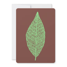 Carte plate ligne squelette de feuille marron et v