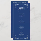 Carte plate Menu Anniversaire Bleu Vintage (Devant / Derrière)