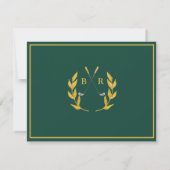 CARTE PLATE Monogramme de Golf Mariage Enregistrez (Dos)