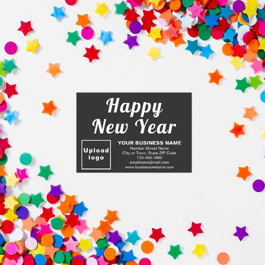 Carte plate noire petite pour le Nouvel An des aff