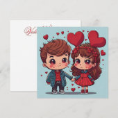 Carte plate pour couple de la Saint-Valentin (Devant / Derrière)