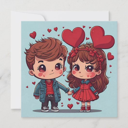 Carte plate pour couple de la Saint-Valentin (Devant)