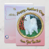 Carte plate pour la fête des mères thème Samoyède (Devant / Derrière)