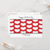 Carte plate pour la Saint-Valentin avec coeurs et  (Devant/Arrière en situation)