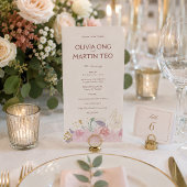 Carte plate Programme de mariage élégant avec moti
