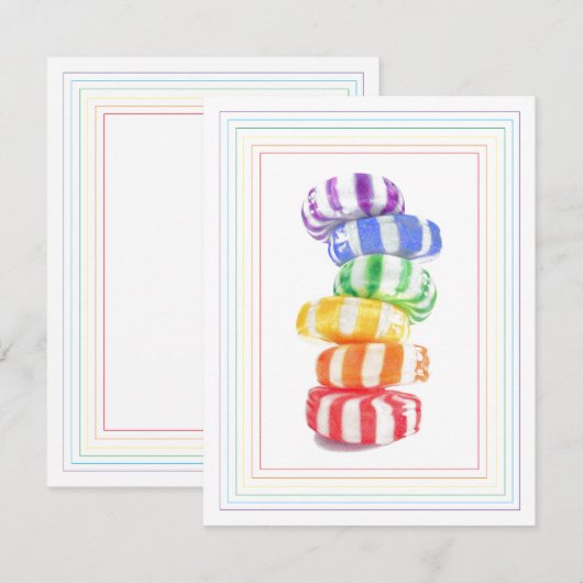 CARTE PLATE RAINBOW CANDY 4.25x5.5 (Devant / Derrière)
