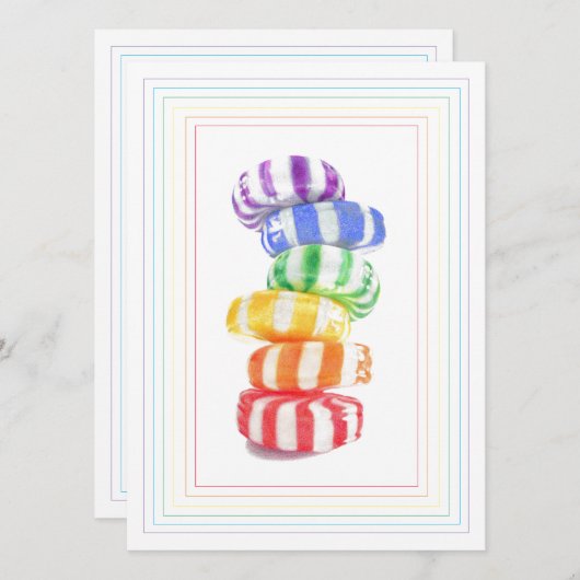 CARTE PLATE RAINBOW CANDY 5.5x7.5 (Devant / Derrière)