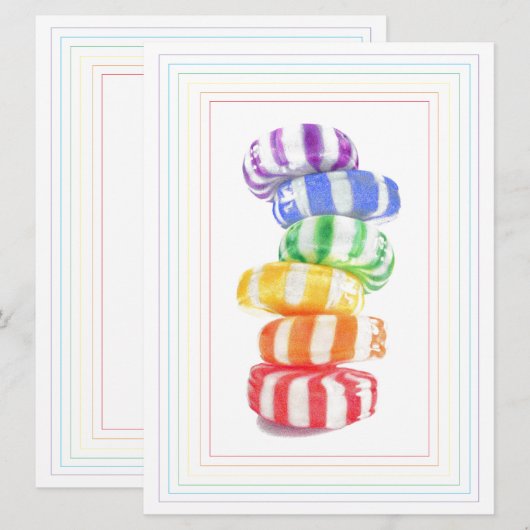 CARTE PLATE RAINBOW CANDY 6.5x8.75 (Devant / Derrière)