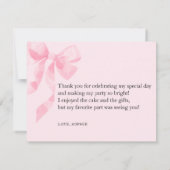Carte plate remerciement ours rose  (Dos)