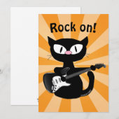 Carte plate - Rock on ! Chat guitariste rock (Devant / Derrière)