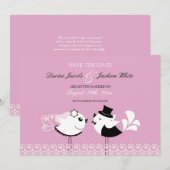 Carte Plate Save The Date Oiseaux Mignons (Devant / Derrière)