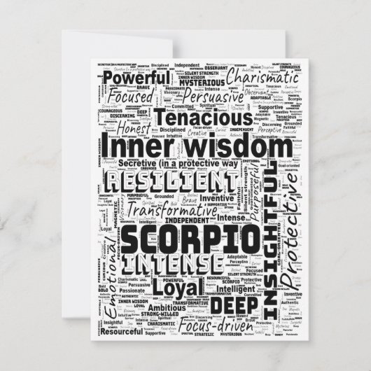 Carte plate Scorpio Zodiac Word Cloud Inspiration (Devant)