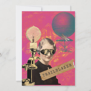 Carte plate steampunk femme pionnière pop art