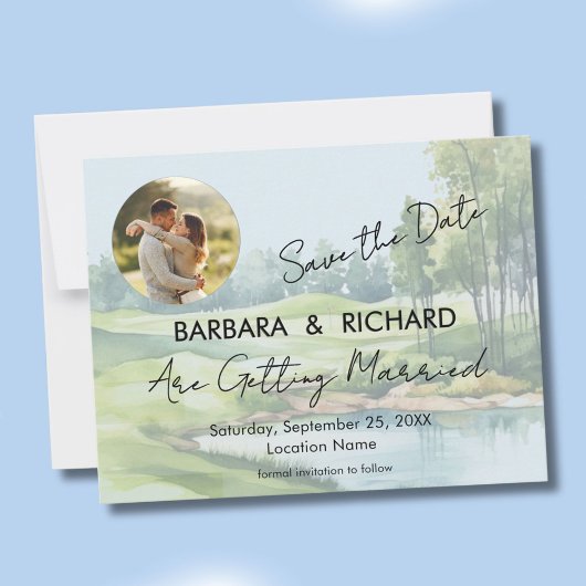 Carte plate Thème Golf Mariage Enregistrer la Date