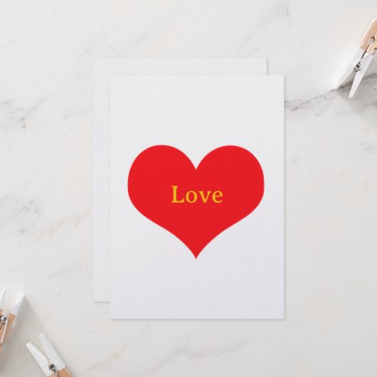 Carte plate thème Love - Amour - avec enveloppe (Devant/Arrière en situation)