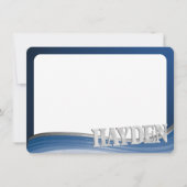 Carte plate Vague d'acier Merci avec nom (Devant)