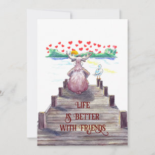 Carte plate Valentine Moose & Seagull 5x7